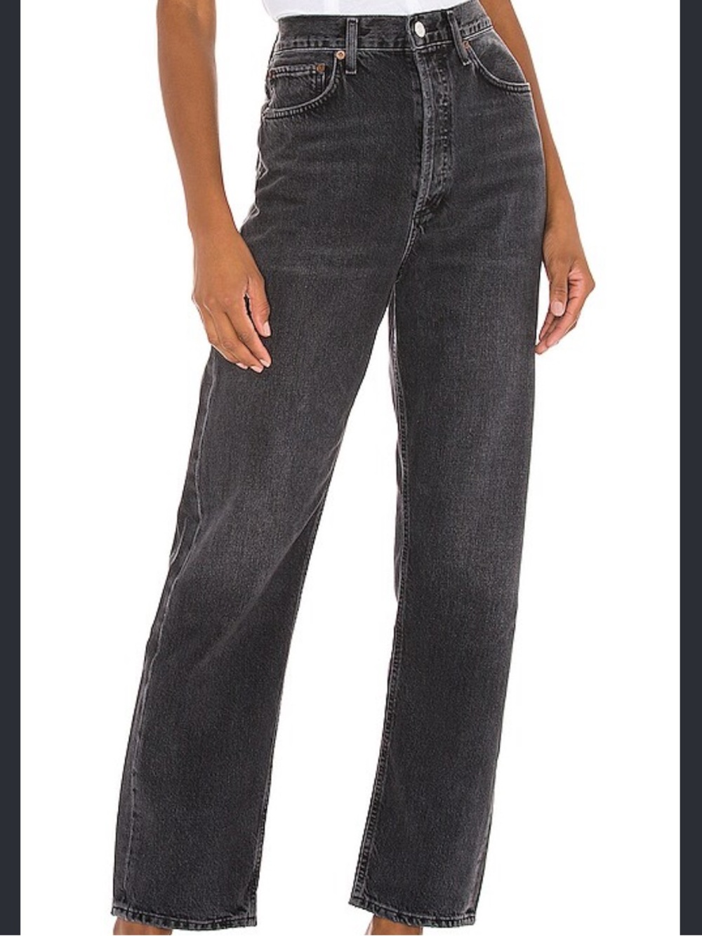 Agolde 90's Mid-Rise Loose Jeans in Photogram Button Fly Size 22